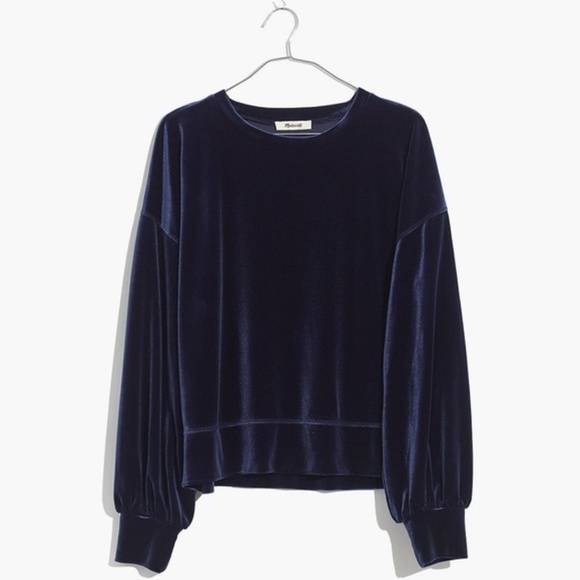 NWT Madewell Velvet Balloon Sleeve Sweatshirt XS - Picture 4 of 4